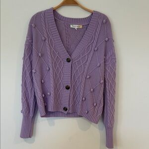 Rose Lavender Cable Knit Cardigan